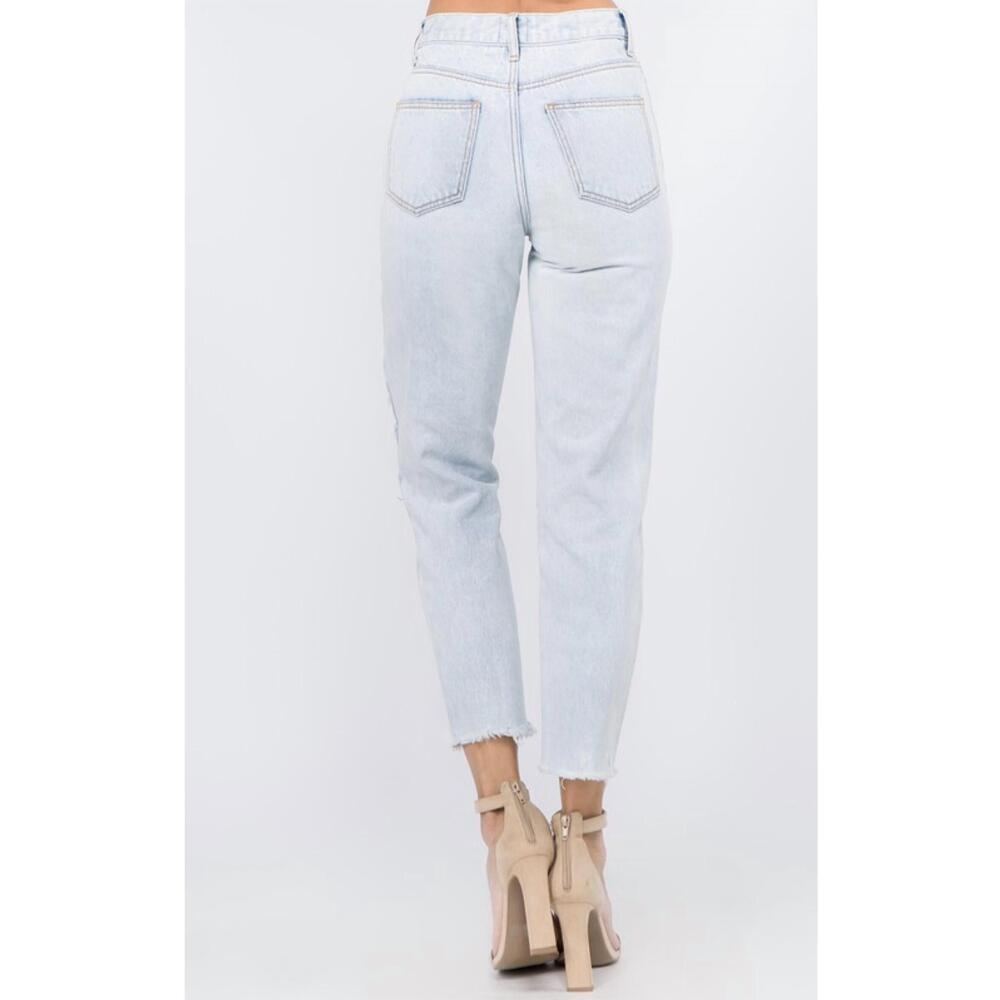 NEW ONTWELFTH mom cropped straight fit jeans in acid bleach wash